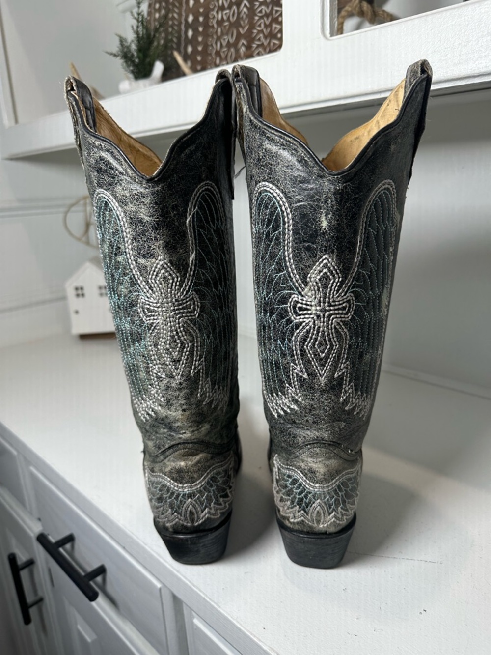 Circle G by Corral Womens Size 10 Western Cowboy Boots Distressed Black Gray - Picture 6 of 9